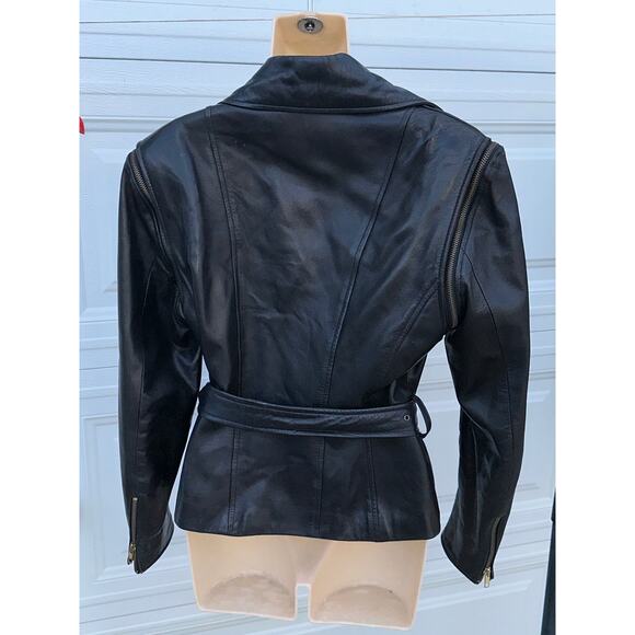 VINTAGE VAKKO LEATHER CONVERTIBLE MOTO BIKER JACKET TO VEST-ZIP OFF SLEEVES M - Picture 5 of 16